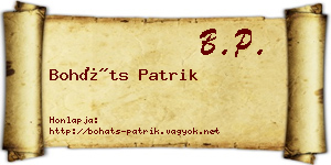 Boháts Patrik névjegykártya